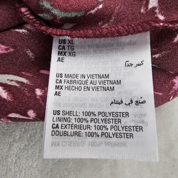 Bar III Burgundy Floral V-Neck Mini Dress XL Draped Skirt Sleeveless - Picture 13 of 15